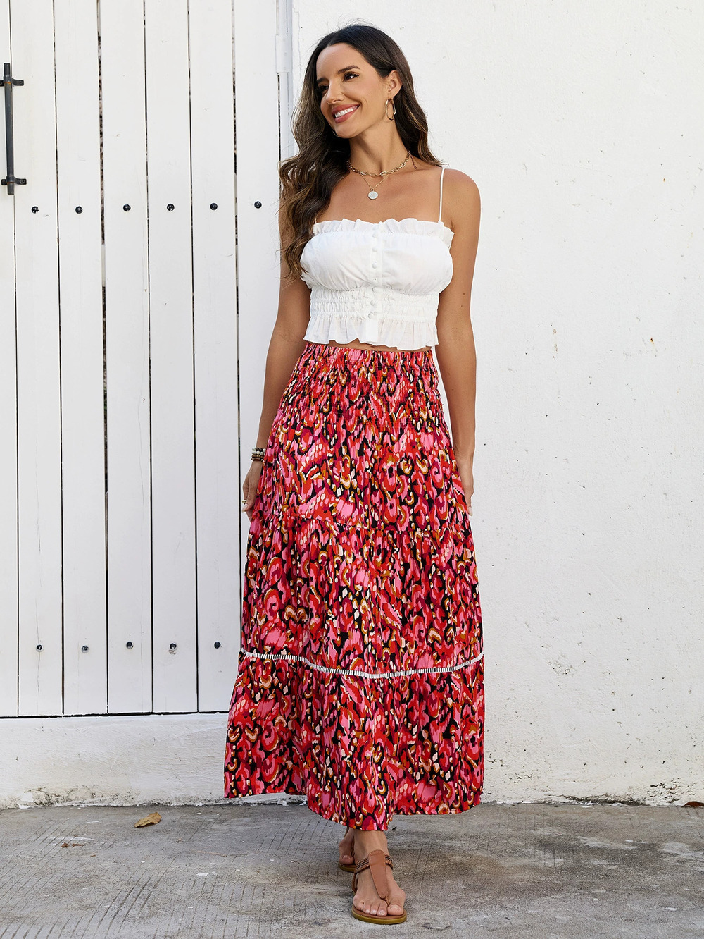 ZARA Real Shot High Waist Bohemian Beach Skirt Lace Cutout Patchwork Flared